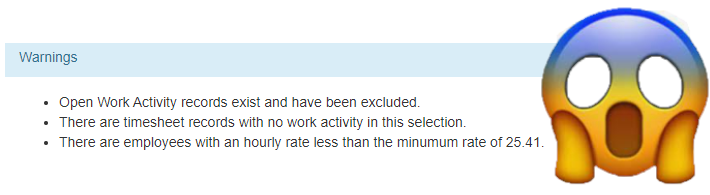 Warnings that prevent creation of a pay run 1